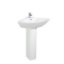 Grade A1 - Cloakroom Suite with Corner Pedestal Basin and Square Close Coupled Toilet