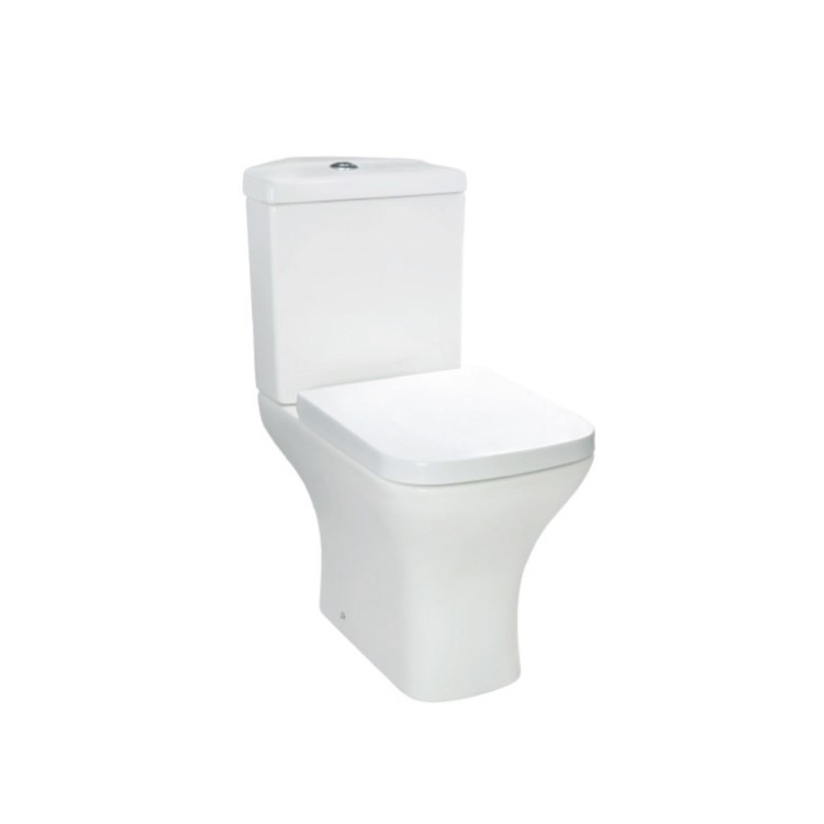 Grade A1 - Cloakroom Suite with Corner Pedestal Basin and Square Close Coupled Toilet