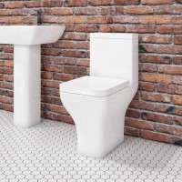Grade A1 - Close Coupled Rimless Comfort Height Toilet with Soft Close Seat - Austin
