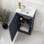 ONLY OPENED - 400mm Blue Cloakroom Freestanding Vanity Unit with Basin and Brass Handle - Ashford