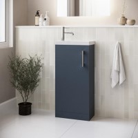 400mm Blue Freestanding Cloakroom Vanity Unit with Basin and Chrome Handle - Ashford