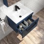 Grade A1 - 600mm Blue Wall Hung Vanity Unit with Basin and Black Handle - Ashford