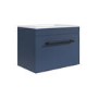 Grade A1 - 600mm Blue Wall Hung Vanity Unit with Basin and Black Handle - Ashford