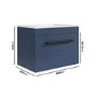 Grade A1 - 600mm Blue Wall Hung Vanity Unit with Basin and Black Handle - Ashford