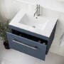 600mm Blue Wall Hung Vanity Unit with Basin and Chrome Handle - Ashford