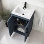 500mm Blue Freestanding Vanity Unit with Basin and Black Handles - Ashford