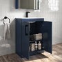 Grade A1 - 600mm Blue Freestanding Vanity Unit with Basin and Black Handle - Ashford