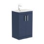 600mm Blue Freestanding Vanity Unit with Basin and Chrome Handles - Ashford