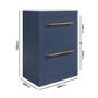 ONLY OPENED - 600mm Blue Freestanding Vanity Unit with Basin, Brass Handles and Drawers - Ashford