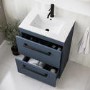 600mm Blue Freestanding Vanity Unit with Basin, Black Handles and Drawers - Ashford