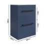 600mm Blue Freestanding Vanity Unit with Basin, Black Handles and Drawers - Ashford