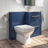 1100mm Blue Square Toilet and Sink Unit with Brass Fittings - Ashford