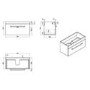 ONLY OPENED - 800mm Blue Wall Hung Vanity Unit with Basin and Brushed Brass Handle - Ashford