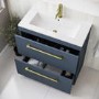 800mm Blue Freestanding Vanity Unit with Basin and Brass Handles - Ashford
