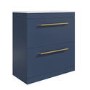 800mm Blue Freestanding Vanity Unit with Basin and Brass Handles - Ashford