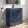 Grade A1 - 800mm Blue Freestanding Vanity Unit with Basin and Black Handle - Ashford