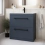 800mm Blue Freestanding Vanity Unit with Basin and Black Handles - Ashford