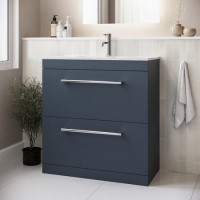 800mm Blue Freestanding Vanity Unit with Basin and Chrome Handles - Ashford
