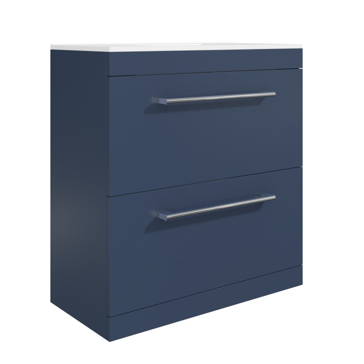 800mm Blue Freestanding Vanity Unit with Basin and Chrome Handles - Ashford