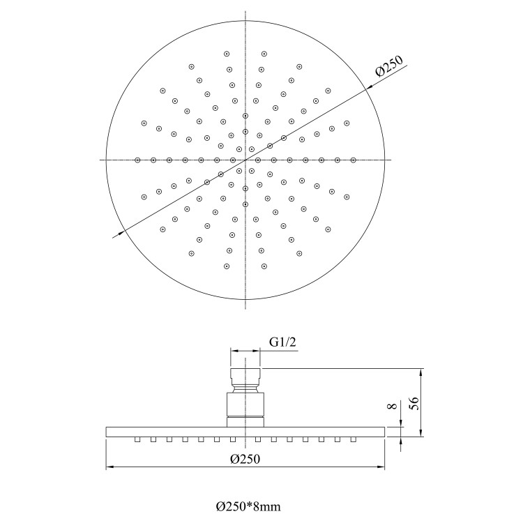 GRADE A1 - Arissa Brushed Brass Round Shower Head 250mm