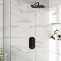 Black 1 Outlet Wall Mounted Thermostatic Mixer Shower Set - Arissa