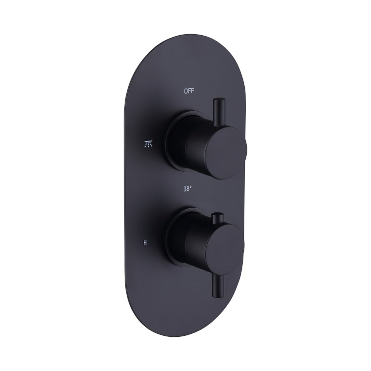 Black 1 Outlet Wall Mounted Thermostatic Mixer Shower Set - Arissa
