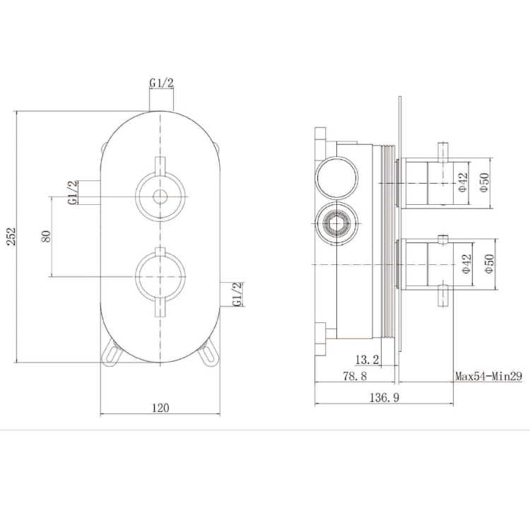 Black 1 Outlet Wall Mounted Thermostatic Mixer Shower Set - Arissa