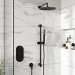 Black 2 Outlet Wall Mounted Thermostatic Mixer Shower Set with Hand Shower - Arissa