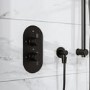 Black 2 Outlet Wall Mounted Thermostatic Mixer Shower Set with Hand Shower - Arissa