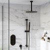 Black Dual Outlet Ceiling Mounted Thermostatic Mixer Shower with Hand Shower - Arissa