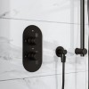 Black Dual Outlet Ceiling Mounted Thermostatic Mixer Shower with Hand Shower - Arissa