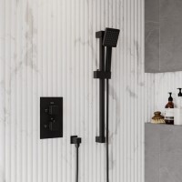 Grade A1 - Black Single Outlet Thermostatic Mixer Shower Set with Hand Shower - Zana