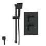Grade A1 - Black Single Outlet Thermostatic Mixer Shower Set with Hand Shower - Zana