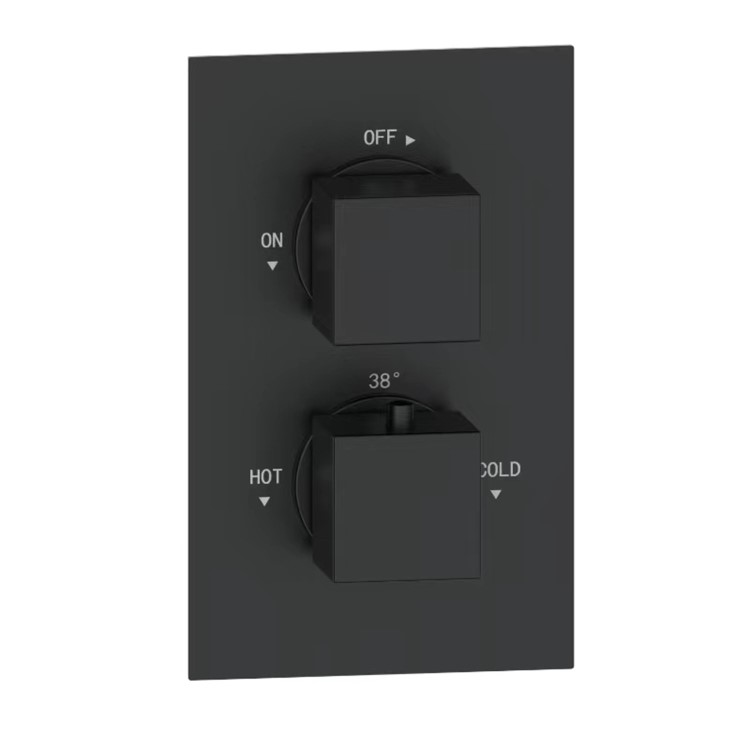Grade A1 - Black Single Outlet Thermostatic Mixer Shower Set with Hand Shower - Zana