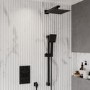 Grade A1 - Black Single Outlet Thermostatic Mixer Shower Set with Hand Shower - Zana