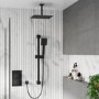 Grade A1 - Black Dual Outlet Wall Mounted Thermostatic Mixer Shower with Hand Shower - Zana