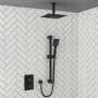 Grade A1 - Black Dual Outlet Wall Mounted Thermostatic Mixer Shower with Hand Shower - Zana