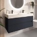 Grade A1 - 1200mm Anthracite Wall Hung Double Vanity Unit with Basin - Morella