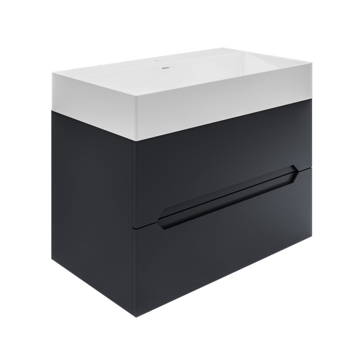 ONLY OPENED - 800mm Anthracite Wall Hung Vanity Unit with Basin - Morella