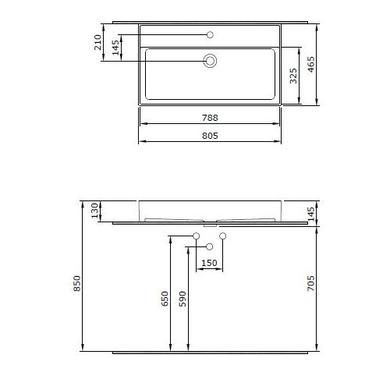 Grade A1 - 800mm Anthracite Wall Hung Vanity Unit with Basin - Morella