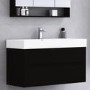 Grade A1 - 800mm Black Wall Hung Vanity Unit with Basin - Morella