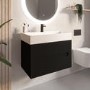 Grade A1 - 800mm Black Wall Hung Vanity Unit with Basin - Morella