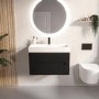 Grade A1 - 800mm Black Wall Hung Vanity Unit with Basin - Morella