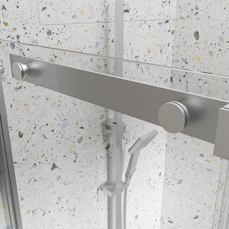 Grade A1 - Chrome 8mm Glass Frameless Rectangular Sliding Shower Enclosure 1200x900mm - Aquila