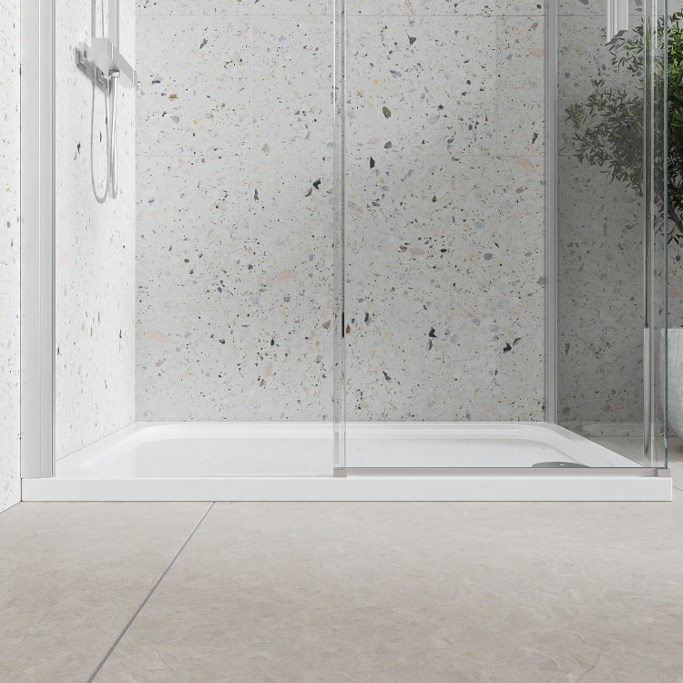 Grade A1 - Chrome 8mm Glass Frameless Rectangular Sliding Shower Enclosure 1200x900mm - Aquila