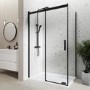 Black 8mm Glass Frameless Rectangular Sliding Shower Enclosure 1000x700mm - Aquila