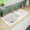 BUN/BeBa_27397/79528 1.5 Bowl Inset White Ceramic Kitchen Sink with Reversible Drainer - Taylor & Moore Alexandra
