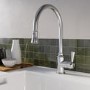 1.5 Bowl Alexandra Reversible Ceramic Kitchen Sink & Evelyn Brass Pull Out Kitchen Mixer Tap