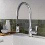 1.5 Bowl Alexandra Reversible Ceramic Kitchen Sink & Evelyn Brass Pull Out Kitchen Mixer Tap
