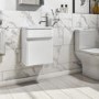 Grade A1 - 410mm White Wall Hung Cloakroom Vanity Unit with Basin - Pendle